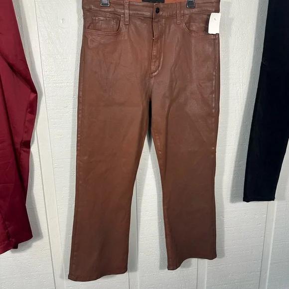 Joes Jeans THE CALLIE Bootcut Coated Leather  Brown Size 34 NWOT - Picture 3 of 12